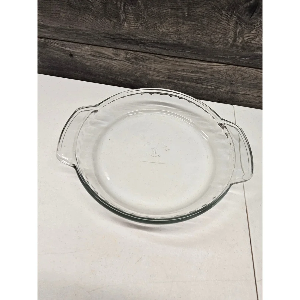 Anchor‎ Hocking Fire-King Clear Glass 9 Inch Pie Dish Pan with Handles USA 1 QT